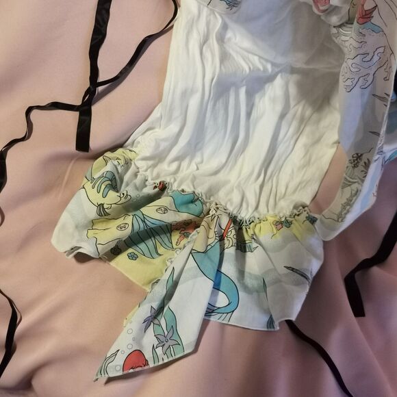 Size Women Extra Small Disney Denim Scarf Top Glamorous Jane Ariel Mermaid Gyaru - Picture 11 of 16